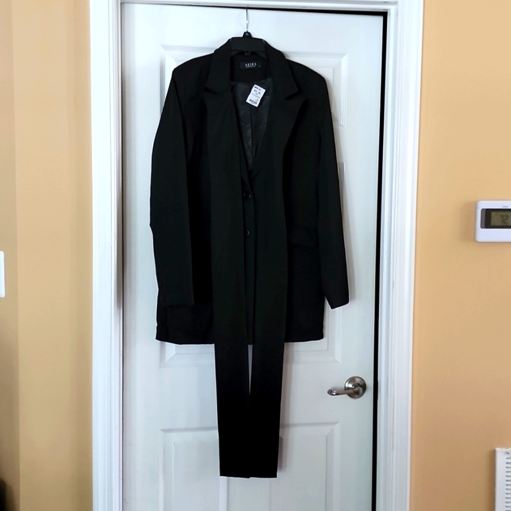 AKIRA Black XL Salt Line Long Lapel BLAZER